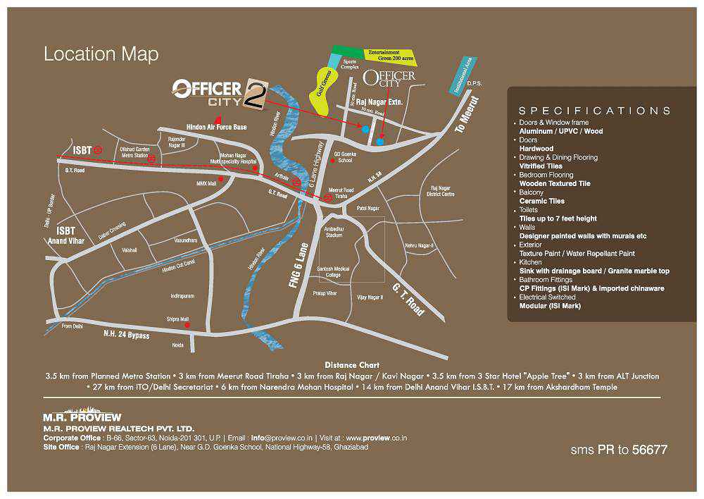 officer city location map